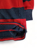 Vintage Puma Sweater Mit Polokragen 80s #50 Made In France Gestreift Schwarz Rot L-XL