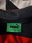Vintage Puma Sweater Mit Polokragen 80s #50 Made In France Gestreift Schwarz Rot L-XL