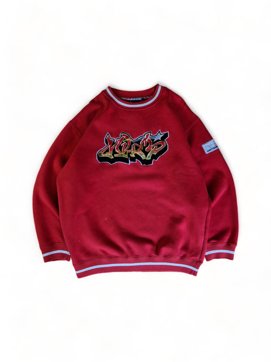 Vintage Sir Benni Miles Sweater Graffiti Stlye Embroidery Made In Korea Rot L