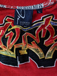 Vintage Sir Benni Miles Sweater Graffiti Stlye Embroidery Made In Korea Rot L