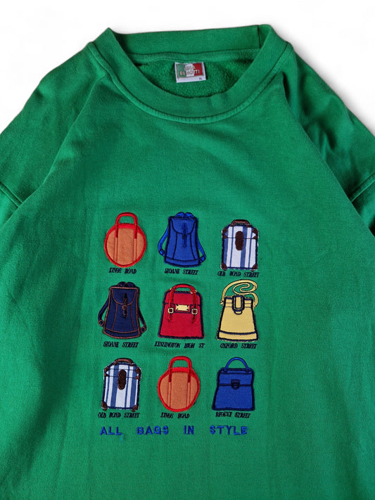 Vintage Gina Benotti Sweater Bestickt Mit Taschen Grün XL