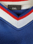 Vintage Chrysler Sweater Front Logo Made In Portugal Dunkelblau Rot XXL