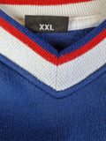 Vintage Chrysler Sweater Front Logo Made In Portugal Dunkelblau Rot XXL