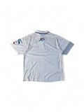 Vintage Lotto Polo Shirt Tennis Italiano Abstract Pattern Weiß Bunt L-XL
