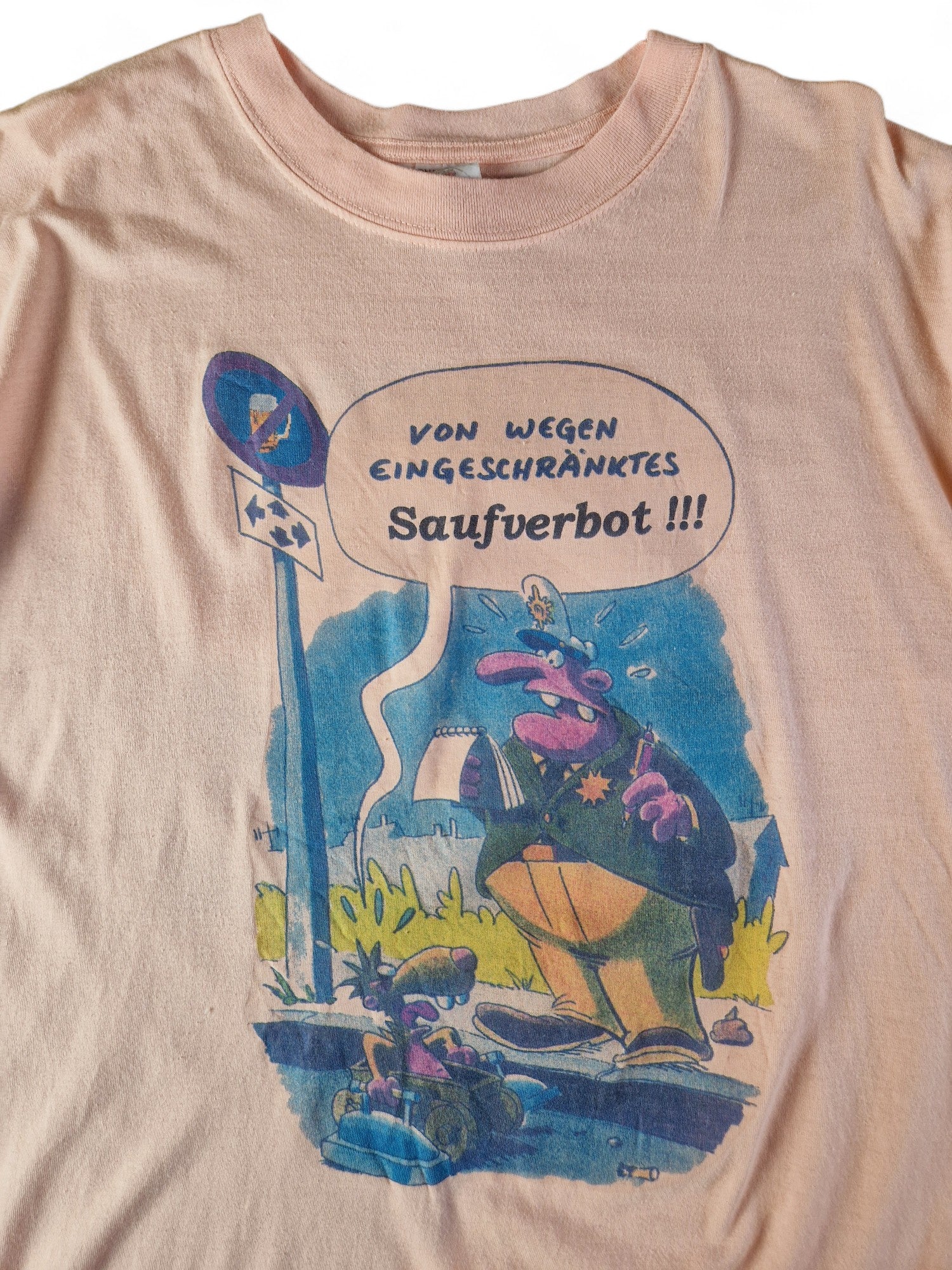 Vintage Promodoro Shirt "Kirmes in Willershausen" Comic Single Stitch Altrosa XXL - RareRags