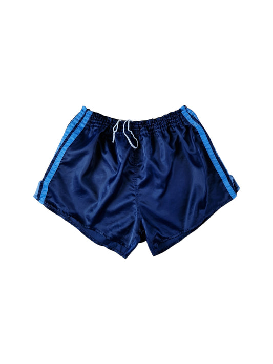 Vintage Adidas Shorts 80s Glanz Sprinter Made In West Germany Dunkelblau (D5) M-L