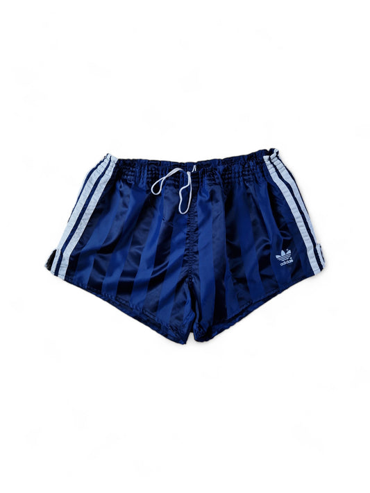 Vintage Adidas Shorts 80s Glanz Sprinter Made In West Germany Gestreift Dunkelblau (D6) L-XL