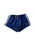 Vintage Adidas Shorts 80s Glanz Sprinter Made In West Germany Gestreift Dunkelblau (D6) L-XL