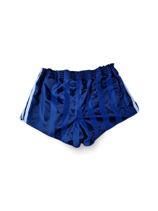 Vintage Adidas Shorts 80s Glanz Sprinter Made In West Germany Gestreift Dunkelblau (D6) L-XL