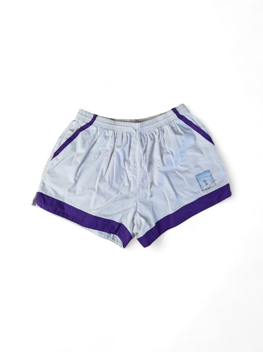 Vintage Shorts Kurz 80s Portrait Weiß Lila L