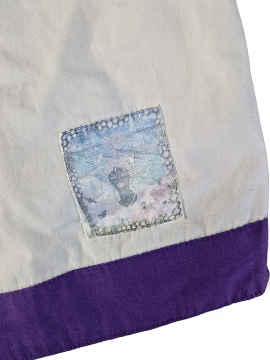 Vintage Shorts Kurz 80s Portrait Weiß Lila L