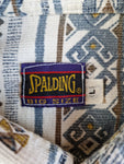 Vintage Spalding Hemd Kurzarm Ethno-Muster Blau Braun L