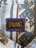 Vintage Spalding Hemd Kurzarm Ethno-Muster Blau Braun L