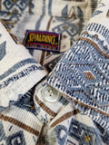 Vintage Spalding Hemd Kurzarm Ethno-Muster Blau Braun L