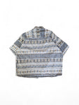 Vintage Spalding Hemd Kurzarm Ethno-Muster Blau Braun L