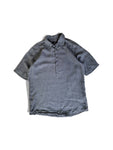 Zegna Hemd "City" Leinen Kurzarm Halbe Knopfleiste Made In Italy Grau XL