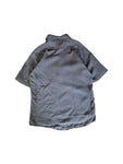 Zegna Hemd "City" Leinen Kurzarm Halbe Knopfleiste Made In Italy Grau XL
