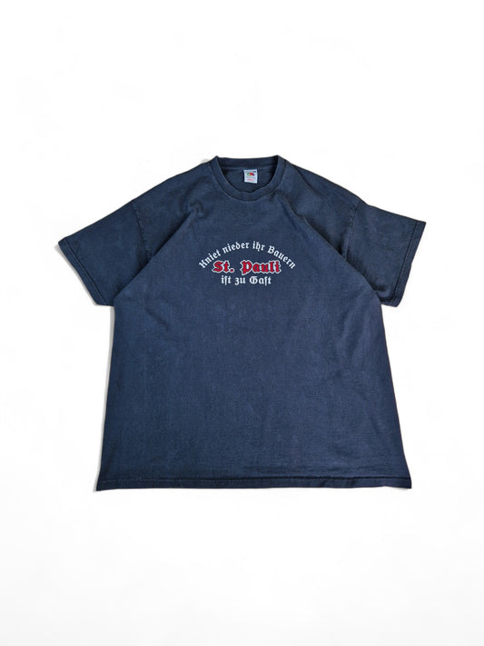 Fruit Of The Loom Shirt "Kniet nieder ihr Bauern St. Pauli ist zu Gast" Ausgewaschen Schwarz XXL