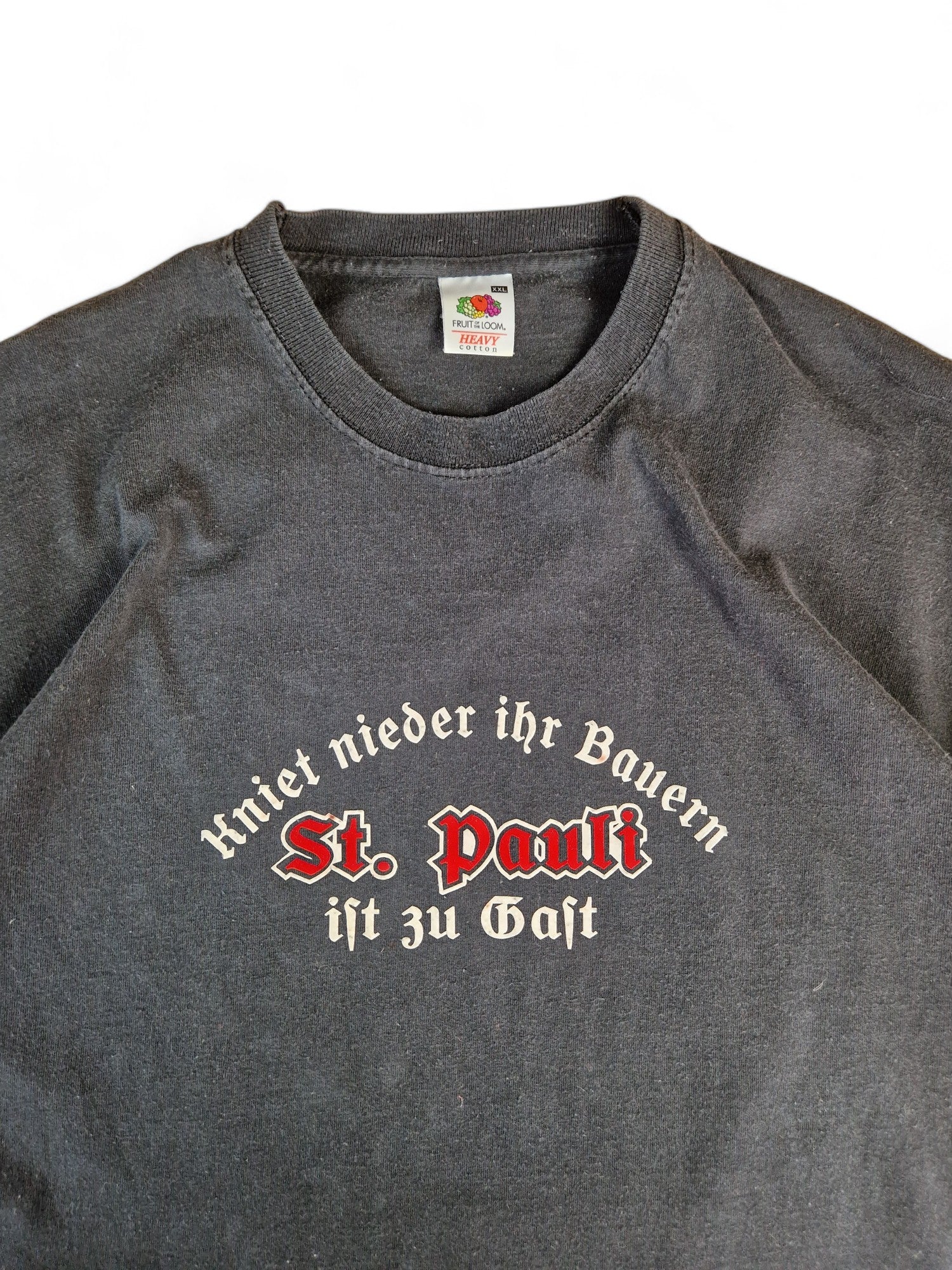 Fruit Of The Loom Shirt "Kniet nieder ihr Bauern St. Pauli ist zu Gast" Ausgewaschen Schwarz XXL - RareRags