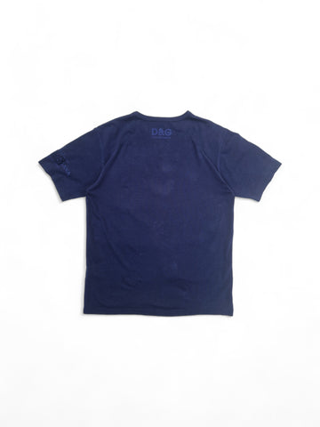 Dolce & Gabbana Shirt V-Ausschnitt Made In Italy Ausgewaschen Blau L