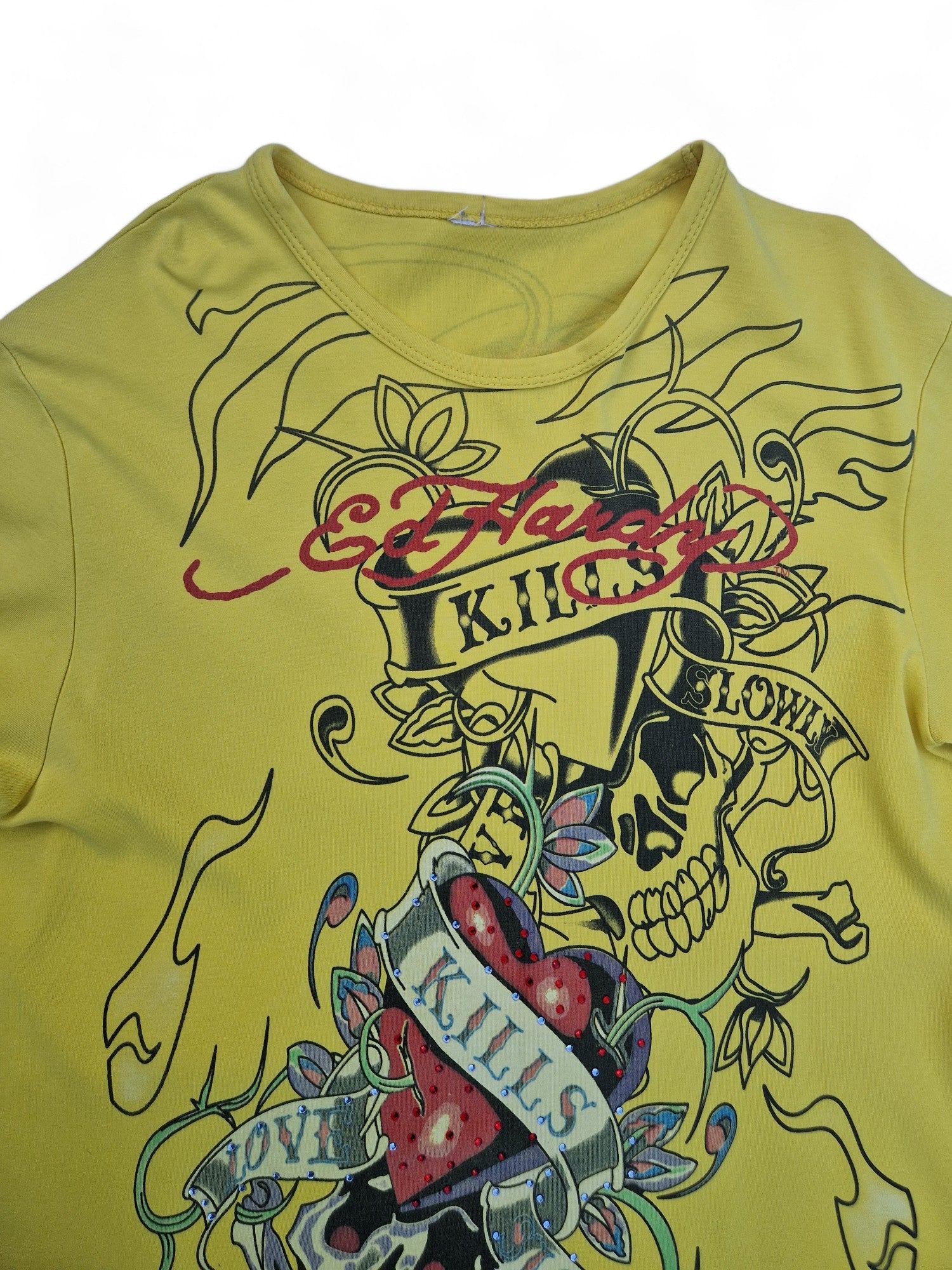 Ed Hardy Shirt Bootleg/Fake "Love Kills" Gelb M-L - RareRags