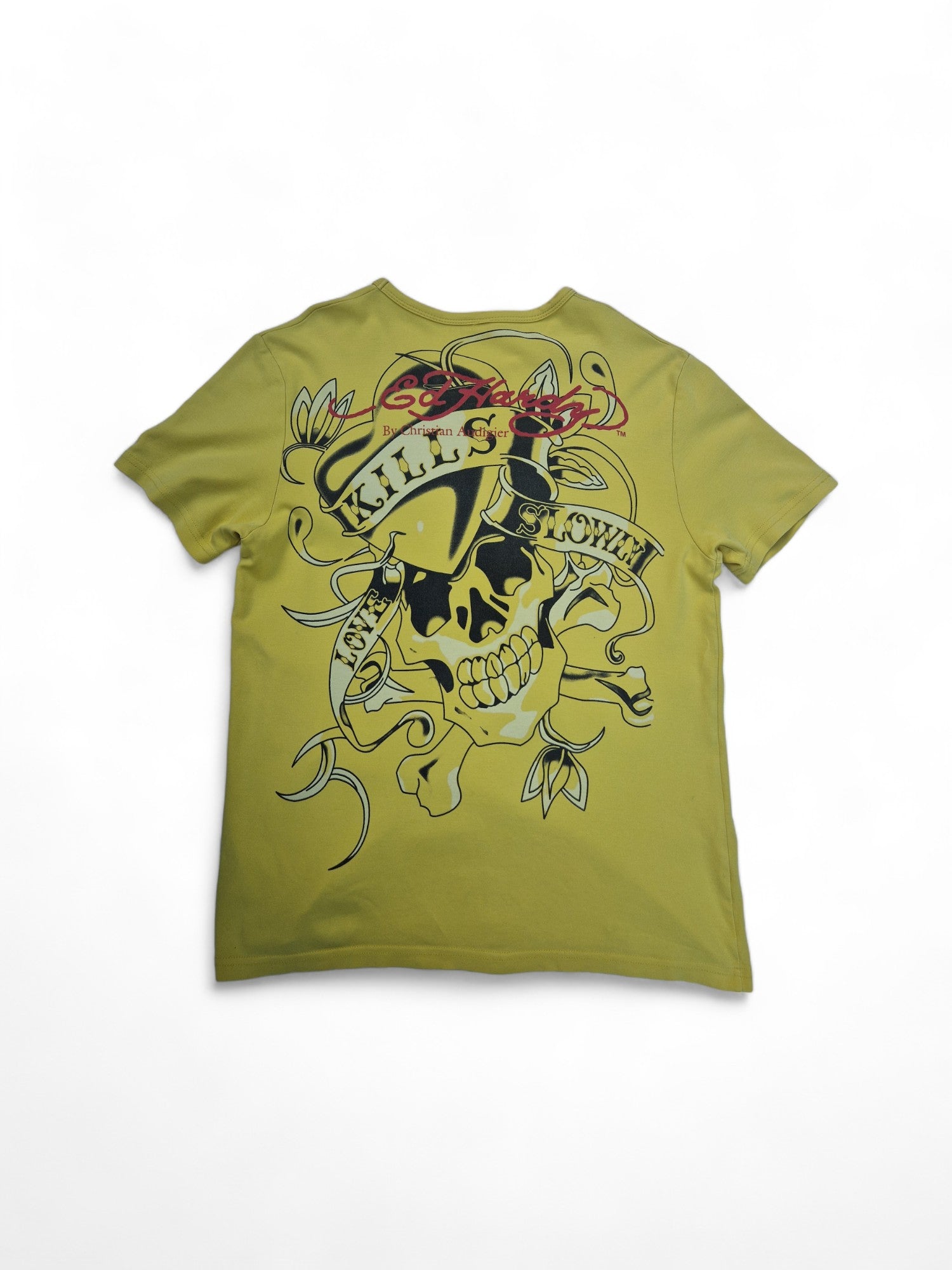 Ed Hardy Shirt Bootleg/Fake "Love Kills" Gelb M-L - RareRags