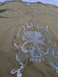 Ed Hardy Shirt Skull In Flames Strass Made In USA Braun M