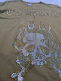 Ed Hardy Shirt Skull In Flames Strass Made In USA Braun M