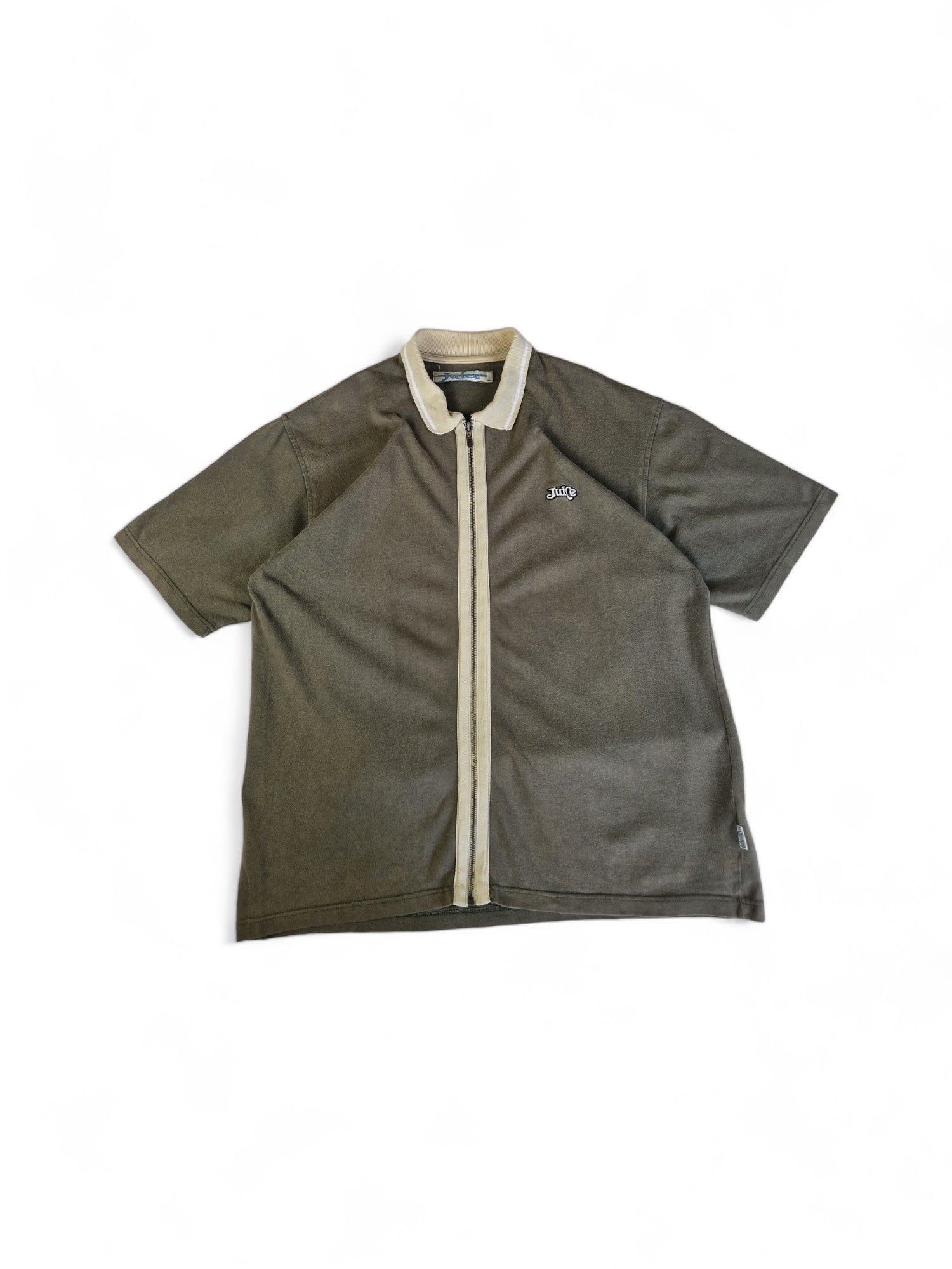 Vintage Juice Shirt Mit Reißverschluss Khaki L - RareRags