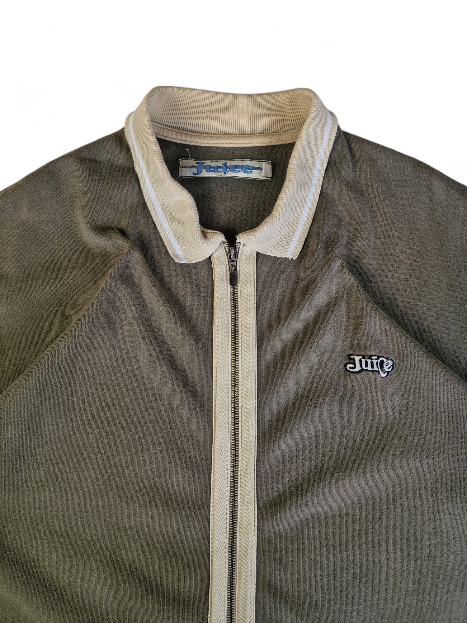 Vintage Juice Shirt Mit Reißverschluss Khaki L - RareRags