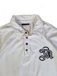 John Devin Sweater/Longsleeve Mit Polokragen Und Knopfleiste Y2K Back Print Weiß Silber XL