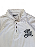 John Devin Sweater/Longsleeve Mit Polokragen Und Knopfleiste Y2K Back Print Weiß Silber XL