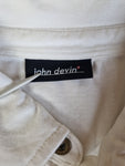 John Devin Sweater/Longsleeve Mit Polokragen Und Knopfleiste Y2K Back Print Weiß Silber XL