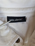 John Devin Sweater/Longsleeve Mit Polokragen Und Knopfleiste Y2K Back Print Weiß Silber XL