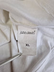 John Devin Sweater/Longsleeve Mit Polokragen Und Knopfleiste Y2K Back Print Weiß Silber XL