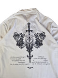 John Devin Sweater/Longsleeve Mit Polokragen Und Knopfleiste Y2K Back Print Weiß Silber XL