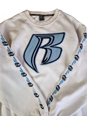 Vintage Ruff Ryders Sweater Bestickt Weiß L