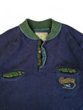 Vintage Knitter Sweater Stickerei "Creekduck" Mit Brusttasche Und Knopfleiste Made In Italy Dunkelblau M-L