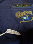 Vintage Knitter Sweater Stickerei "Creekduck" Mit Brusttasche Und Knopfleiste Made In Italy Dunkelblau M-L