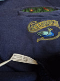 Vintage Knitter Sweater Stickerei "Creekduck" Mit Brusttasche Und Knopfleiste Made In Italy Dunkelblau M-L