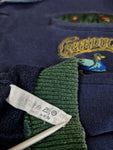 Vintage Knitter Sweater Stickerei "Creekduck" Mit Brusttasche Und Knopfleiste Made In Italy Dunkelblau M-L