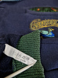 Vintage Knitter Sweater Stickerei "Creekduck" Mit Brusttasche Und Knopfleiste Made In Italy Dunkelblau M-L