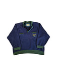 Vintage Knitter Sweater Stickerei "Creekduck" Mit Brusttasche Und Knopfleiste Made In Italy Dunkelblau M-L