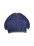 Vintage Knitter Sweater Stickerei "Creekduck" Mit Brusttasche Und Knopfleiste Made In Italy Dunkelblau M-L