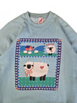 Vintage Jerzees Sweater 80s Schafe Made In USA Türkis/ Hellblau XL