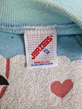 Vintage Jerzees Sweater 80s Schafe Made In USA Türkis/ Hellblau XL