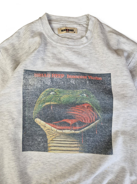 Vintage Jerzees Sweater Uriah Heep Innocent Victim Grau M