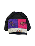Vintage Sweater 80s Snowboarding 2in1 Gefüttert Schwarz Lila M-L
