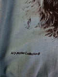 Vintage H.J. Müller Collection Sweater 80s Dog Print Türkis S-M