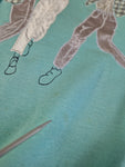 Vintage Passport Sweater 80s Dancing People Türkis (Damen) XL